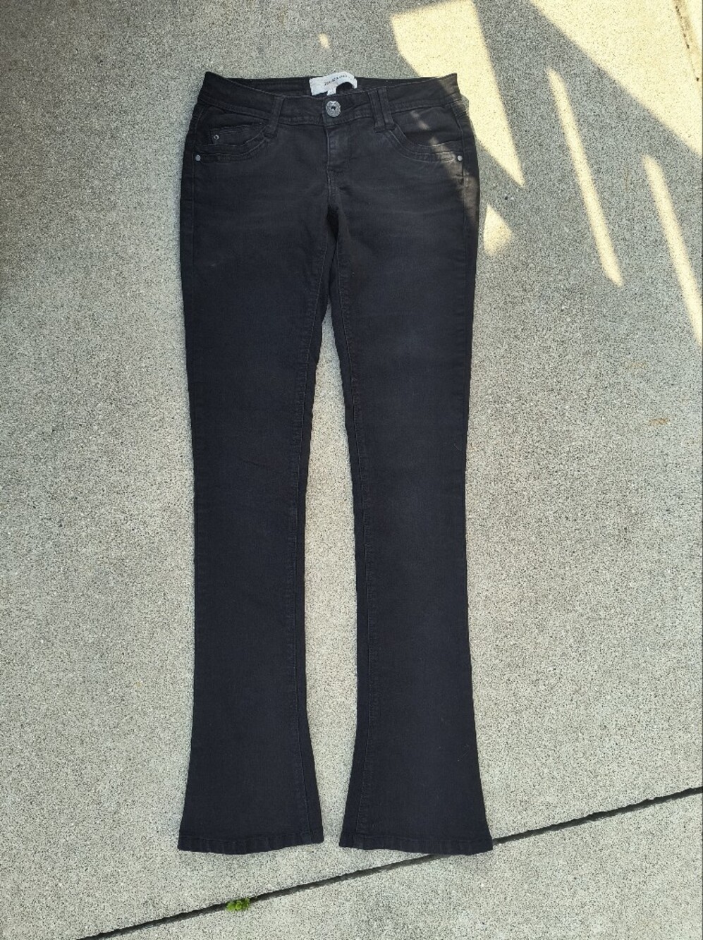 Women's Rewind Low Rise Denim Flared Jeans Pants Black Size 1